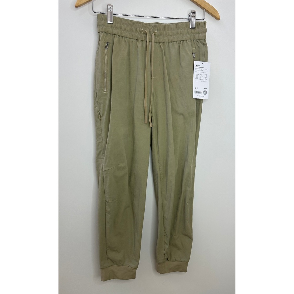 NWT Athleta Trekkie Relaxed Mid Rise Jogger Pants Flax Tan XS Ripstop Stretch - Picture 2 of 15